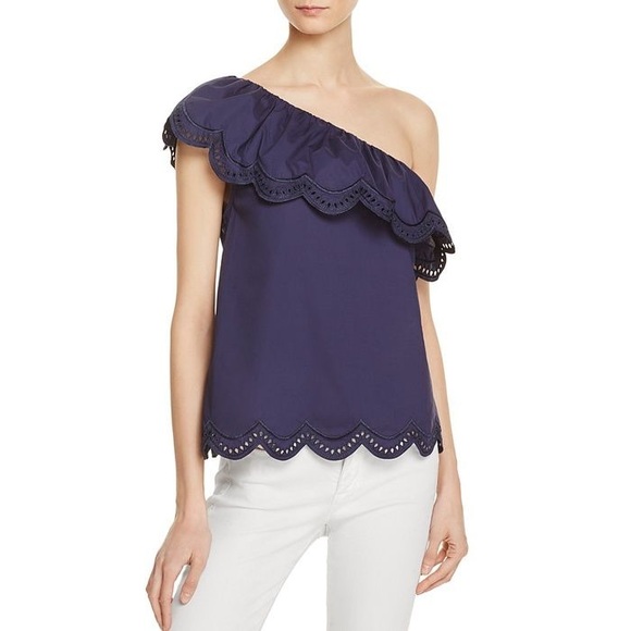 AQUA One-Shoulder Eyelet Top - Picture 1 of 6